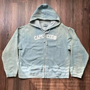Cape Cod‎ Sweatshirt Women's Large Genuine Pigment Dyed Full Zip Hoodie Blue